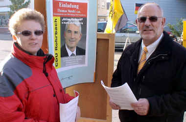 Foto Infostand der CDU Rohrbach mit Werner Pfisterer MdL und CDU-Gemeinderatskandidaten