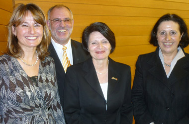 Auf dem Foto: Katrin Schütz MdL, Werner Pfisterer MdL, Ministerin Prof. Dr. Marion Schick und Veronika Netzhammer MdL