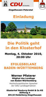 Die Politik geht in den Klosterhof: Referat von Werner Pfisterer MdL