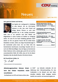 Newsletter der Heidelberger CDU-Gemeinderatsfraktion (Ausgabe April / Mai 2011)