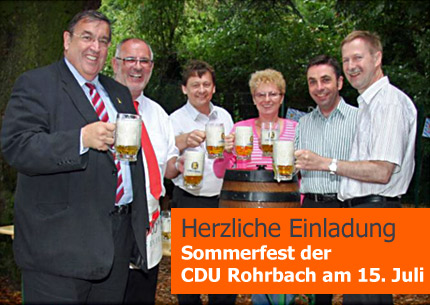 Sommerfest der CDU am 15. Juli im Herzen von Rohrbach